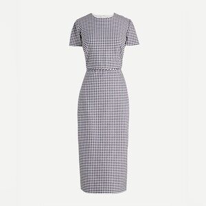 J. Crew Sheath Dress in‎ Gingham Bi-stretch cotton navy and white dress size 6